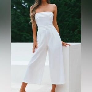 Selfie Leslie Strapless White Jumpsuit